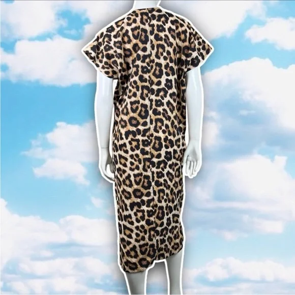NWT H&M Ecovero Cheetah Print Caftan Dress Beach Resort Cruise Retro Mob Wife - Picture 8 of 13